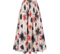 comefohome Skirts for Women UK Pleated Long Maxi Elasticated Waist Summer A Line Boho Ladies Skirt Floral Red M