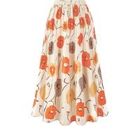comefohome Skirts for Women UK Pleated Long Maxi Elasticated Waist Summer Chiffon A Line Ladies Skirt Floral SK03 M