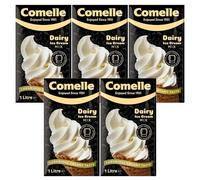 Comelle Real Dairy Ice Cream Mix Creamy Soft Serve 1L Pack of 5 Instant Ready to Freeze UHT Long Life Cream Skimmed Milk Sundea Mouse Dessert with Welari Thank You Card | (5pack) (5L)