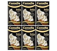 Comelle Real Dairy Ice Cream Mix Creamy Soft Serve 1L Pack of 6 Instant Ready to Freeze UHT Long Life Cream Skimmed Milk Sundea Mouse Dessert with Welari Thank You Card | (6pack) (6L)