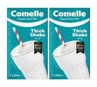 Comelle Thick Shake Mix for Commercial Machines 1L Pack of 2 Instant UHT Long Life Skimmed Vanilla Flavour Milkshake Drink Ready to Use with Welari Thank You Card | (2pack) (2L)