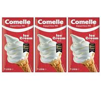 Comelle Vanilla Soft Serve Ice Cream Mix 1 Litre, Creamy Liquid Mix, Instant Ready to Freeze (Pack of 3, Total 3 Litres)