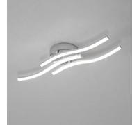Comely 18 W Square Ceiling Light, Curved Modern Chrome Lamp, 3 Built-In Led Boards Lighting Fixture For Living Rooms, Bedrooms