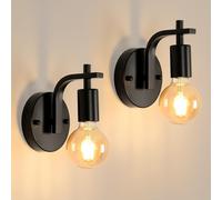 COMELY 2 Pack Black Wall Lights, Indoor Wall Lights Vintage E27 COMELY Black