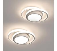 Comely 2 Pack LED Ceiling Lights, Modern LED Ceiling Lights 32W 2350LM, Nature Light 4500K, Round Ceiling Lighting for Bedroom Hallway Balcony Corridor (White) (Dia 27cm)