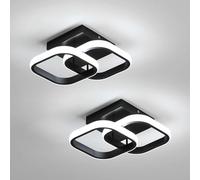 Comely 2 Pack Modern LED Ceiling Lights, 24W 2700LM Small Square LED Ceiling Lamp for Kitchen, Bedroom Hallway, White Light 6500K, Black, 24cm