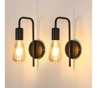 COMELY 2 Pack Vintage Wall Lights, Industrial Indoor Wall Lights, E27, Black COMELY Black