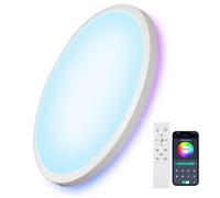 Comely 28 Cm Round Led Ceiling Light, Rgb + 3 White Tones, 24 W Ip 44 With Remote Control, For Bathroom / Kitchen