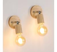 COMELY 2PCS Vintage Industrial Indoor Wall Lights, Adjustable Wood Wall Lights in Walnut COMELY Walnut
