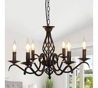COMELY 6 Heads Black Vintage Pendant Light, Industrial Metal Ceiling lights COMELY Black