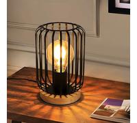 Comely Bedside Lamp Made of Retro Metal, 1 Bulb Vintage Table Lamp E27 Socket, LED Table Lamp for Living Room, Study, Bedside Table, Dining Room, with Switch, Black