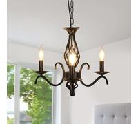 Comely Black Chandelier Industrial Vintage, 3 Lights Candle Ceiling Lights