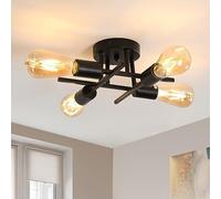 Comely Black Sputnik Ceiling Light, 4-Light E27 Industrial Ceiling Lamp, Flush Mount Ceiling Light Modern Chandelier for Bedroom, Dining Room, Kitchen, Hallway, Office