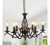 Comely Candle Chandelier Pendant Light Modern Ceiling Lamp 6 Lights, Black