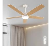 COMELY Ceiling Fan Light, 34W Dimmable Ceiling Lights, 3-Color 6-Speed in White COMELY White