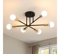 Comely Ceiling Light, 6 Lights E27 Modern Chandelier Ceiling Light, Semi-Flush Mount Ceiling Lamp Vintage Ceiling Lighting for Living Room, Bedroom, Kitchen