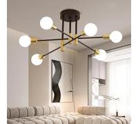 Comely Chandelier Sputnik Ceiling Light, 6 Lights E27 Black Gold Modern Chandelier, Semi-Flush Mount Ceiling Lamp Vintage Ceiling Lighting for Living Room, Bedroom, Dining Room, Kitchen