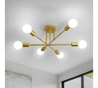 Comely Chandelier Sputnik Ceiling Light, 6 Lights E27 Vintage Gold Ceiling Lamp, Adjustable Modern Chandelier Ceiling Light for Living Room Bedroom Kitchen Hallway