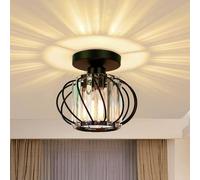 COMELY Crystal Ceiling Lights, Industrial Mini Semi Flush Mount Ceiling Lights in Black COMELY Black