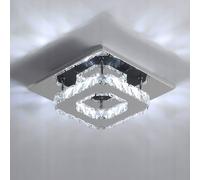 COMELY Crystal LED Ceiling Light, K9 Modern Square Flush Mount Ceiling Lamp in Silver COMELY Silver