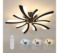 Comely Dimmable LED Ceiling Light 48W 5400LM with Remote Control, Modern Living Room Lamp for Bedroom Living Room, 70cm, Dimmable 3000K-6500K, Black