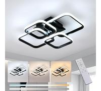 Comely Dimmable LED Ceiling Light, 48W Rectangle Design with Remote Control, Suitable for Living Room, Kitchen, Office (Black)