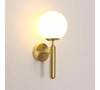 Comely Indoor Wall Lamp, E27 Wall Sconce Lights with Milky Glass Lampshade, Gold Finish Wall Lighting Fixtures for Bedroom Living Room Restaurant Kitchen Stair