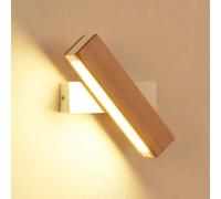 COMELY Indoor Wall Lights, 4W 360 Degree Rotatable Wooden Wall Lights, 3000K in White COMELY White