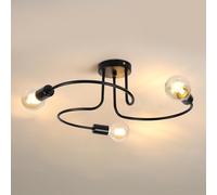 COMELY Industrial Ceiling Light, 3 Way, Semi-Flush Ceiling Light, Black, E27 in Black COMELY Black