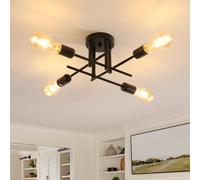 COMELY Industrial Ceiling Lights 4-Light Rustic Sputnik Chandelier with E27 in Black COMELY Black