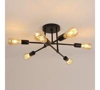 COMELY Industrial Ceiling Lights, 6 Lights E27 Vintage Black Ceiling Lights COMELY Black