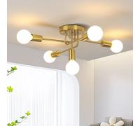 COMELY Industrial Chandelier, 5 Light E27 Retro Metal Ceiling Lights, Gold COMELY Gold