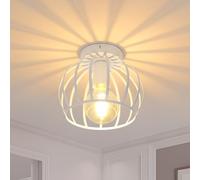 Comely Industrial Metal Cage Ceiling Light, Vintage Chandelier E27 (White)