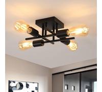 COMELY Industrial Semi Flush Ceiling Lights, 4-Light Rustic Sputnik Chandelier in Black COMELY Black