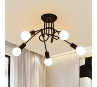 Comely Industrial Sputnik Ceiling Light, Modern 5-Light E27 Metal Chandelier, Black Ceiling Lamp Ø66cm for Living Room Bedroom Kitchen (Bulbs not Included)