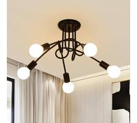 COMELY Industrial Sputnik Ceiling Light, Modern 5-Light E27 Metal Chandelier in Black COMELY Black