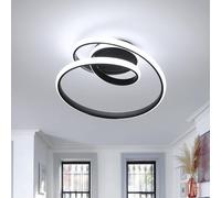 Comely LED Ceiling Lamp, 36W Creative Spiral Chandelier Ceiling Light, 6500K Modern Aluminium Ceiling Light Fixture for Bedroom Living Room Dining Room Hallway, Black