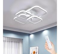 Comely LED Ceiling Lamp, 4 Square 48W 5400LM Dimmable Ceiling Light, White Ceiling Lights Fixtures with Remote Control for Bedroom Hallway Office Kitchen Living Room, 3000K-6500K