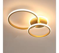 Comely LED Ceiling Lamp Modern, 42W 4700LM Gold Chandeliers Ceiling Lights, Round LED Ceiling Lamp for Living Room Bedroom Dining Room Office, 3000K Warm Light