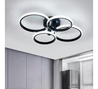 COMELY LED Ceiling Light, 4 Rings Round Design LED Ceiling Light 48 W, 6500 K in Black COMELY Black