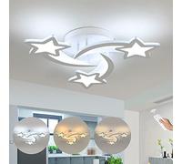 Comely LED Ceiling Light Dimmable, 30W Modern Bedroom Ceiling Lights with Remote Control, Creative Star Design White Chandelier for Living Room, Children's Room, Dining Room