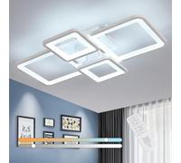 Comely LED Ceiling Light Dimmable, 54 W Modern Ceiling Lamp with Remote Control, White 4 Square Acrylic Ceiling Lighting for Living Room Bedroom Kitchen Dining Room, 3000K-6500K