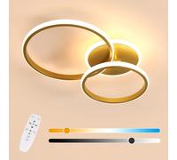 Comely LED Ceiling Light Modern, Gold Round Chandelier Ceiling Lights, LED Ceiling Lamp Dimmable with Remote Control for Living Room Bedroom Dining Room Office, 42W, 3000K-6500K