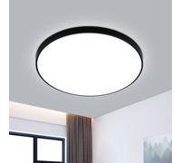 COMELY LED Ceiling Light Round 24W, Urtra-Thin Flush Ceiling Lamp, 6500K, Ø27cm in Black COMELY Black