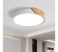 COMELY LED Ceiling Light Wood Round 24W, Modern Ceiling Lamp Ø30, 6000K in White COMELY White
