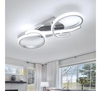 Comely LED Ceiling Lights 36W, 3350LM 6500K Cool Light Modern Curved Design Ceiling Lamp, Elegant Unique Silver Ceiling Lighting Fixtures for Kitchen Hallway and Bedroom