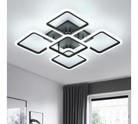 Comely LED Ceiling Lights, 61W 7000LM Black Ceiling Lamp Modern, 5 Square Chandeliers 6500K Lighting Fixture for Living Room, Kitchen, Hallway, Dining Room, Bedroom