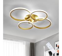 Comely LED Ceiling Lights Dimmable, 39 W Modern Ceiling Lamp with Remote Control/APP, 3000K-6500K, 4 Rings Design Ceiling Lamp for Living Room, Bedroom, Dining Room, Gold