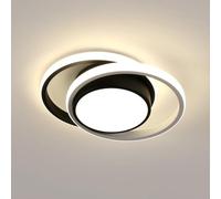 Comely LED Ceiling Lights, Modern LED Ceiling Lights 32W 2350LM, Warm White 3000K, Round Ceiling Lighting for Bedroom Hallway Balcony Corridor (Dia 28cm) (【Black】 Natural Light 4500K, 27cm)