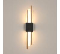Comely LED Wall Lights Indoor, 10W Modern LED Wall Lamp Warm Light 3000 K, Long Wall Sconce Lights Acrylic for Bedroom Living Room Corridor Hallway (Black Gold)